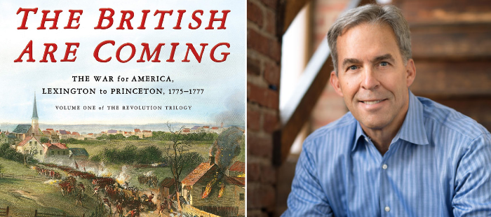 Cover of "The British Are Coming: The War for America, Lexington to Princeton, 1775-1777" and Rick Atkinson photo