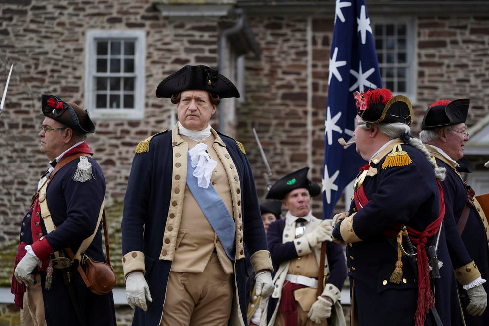 George Washington outside McConkey's Ferry Inn