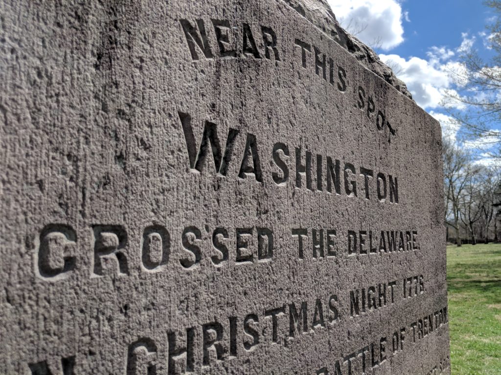 The marker at Washington Crossing Historic Park (PA)